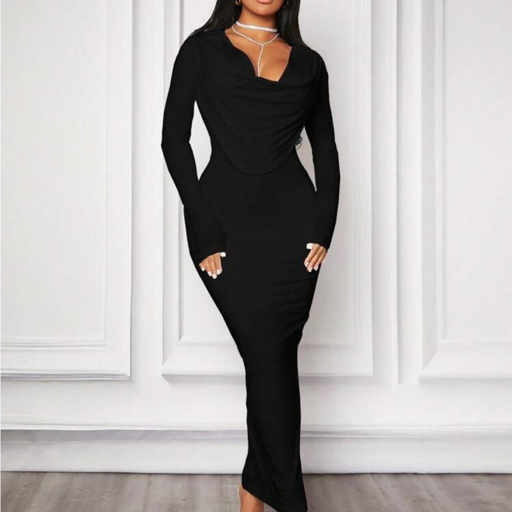 Elegant Black Long Sleeve Dress